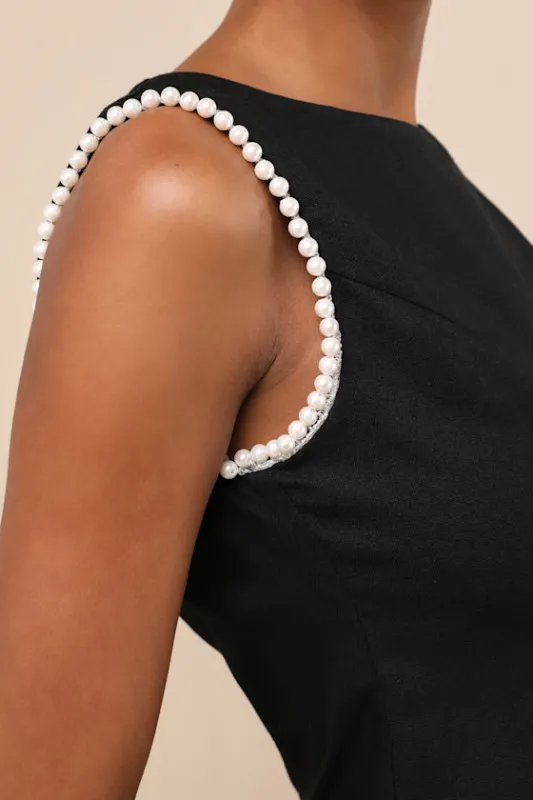 Larina Black Pearl Trim Tank Top sold by Lulus