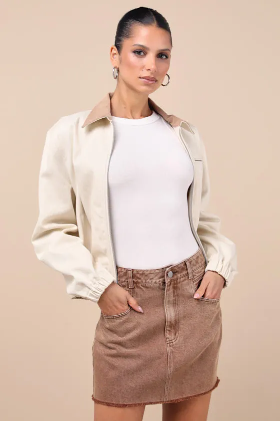 Noam Washed Brown Twill Mini Skirt sold by Lulus product image thumbnail 3