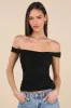 Elowyn Black Cross-Front Off-the-Shoulder Top sold by Lulus