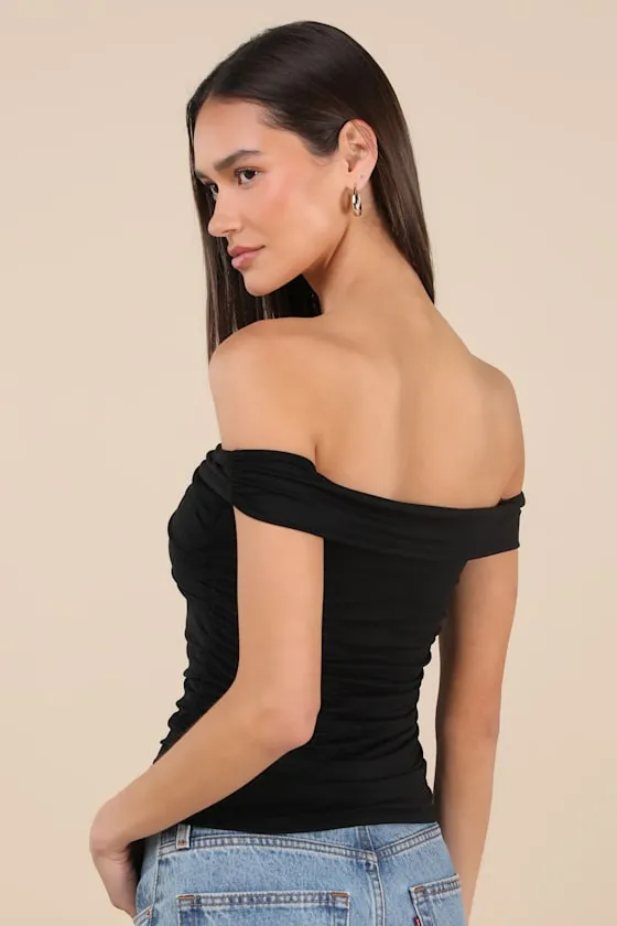 Elowyn Black Cross-Front Off-the-Shoulder Top sold by Lulus product image thumbnail 2