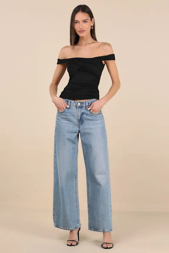 Elowyn Black Cross-Front Off-the-Shoulder Top sold by Lulus product image thumbnail 3