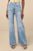 Far Out Light Wash Embroidered High-Rise Wide-Leg Jeans sold by Lulus