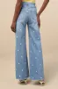 Far Out Light Wash Embroidered High-Rise Wide-Leg Jeans sold by Lulus