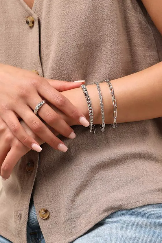 Soma Silver Three-Piece Chain Bracelet Set sold by Lulus