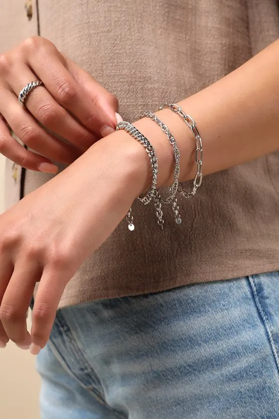 Soma Silver Three-Piece Chain Bracelet Set sold by Lulus product image thumbnail 3