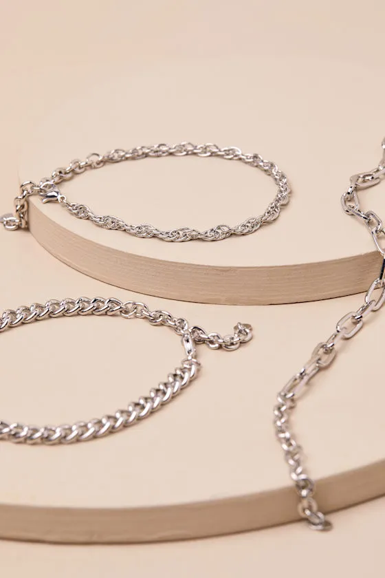 Soma Silver Three-Piece Chain Bracelet Set sold by Lulus product image thumbnail 4