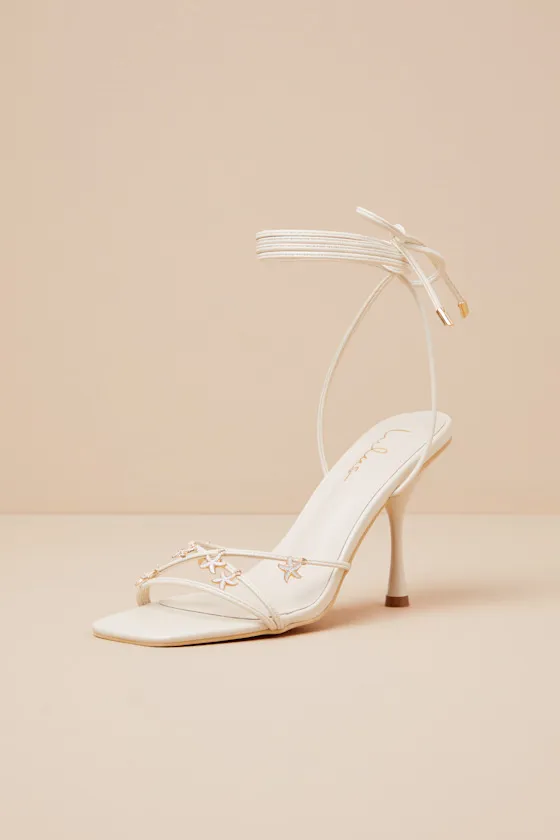 Marcelia Ivory Lace-Up High Heel Sandals sold by Lulus