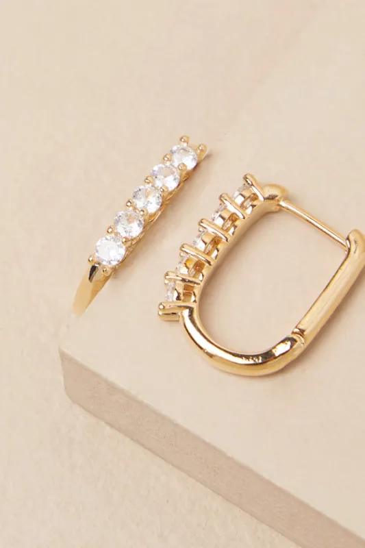 Vasha Gold Rhinestone Huggie Hoop Earrings sold by Lulus