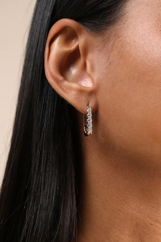 Vasha Gold Rhinestone Huggie Hoop Earrings sold by Lulus product image thumbnail 2