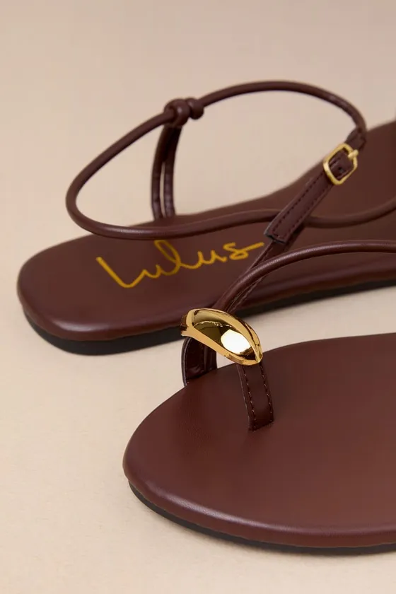 Hendron Chocolate Brown Flat Ankle Strap Sandals sold by Lulus product image thumbnail 3