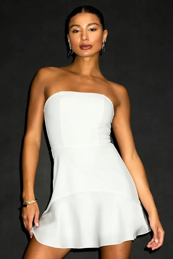 Compelling Style White Strapless Mini Dress sold by Lulus