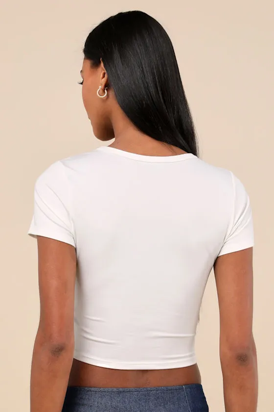 C'est La Vie White Short Sleeve Cropped Graphic Tee sold by Lulus product image thumbnail 4