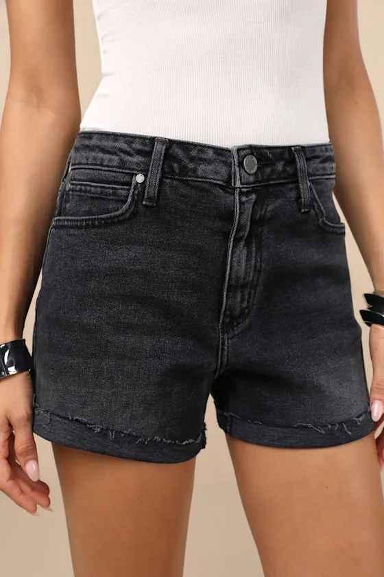 Adisa Washed Black Cuffed Denim Shorts sold by Lulus product image thumbnail 2