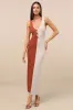 Oleta Rust and Light Beige Color Block Textured Knit Midi Dress sold by Lulus