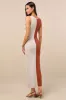 Oleta Rust and Light Beige Color Block Textured Knit Midi Dress sold by Lulus