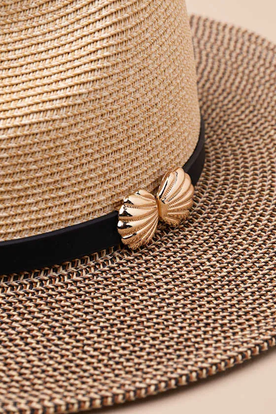 Seaside Beige and Black Two-Tone Straw Fedora Hat sold by Lulus product image thumbnail 2