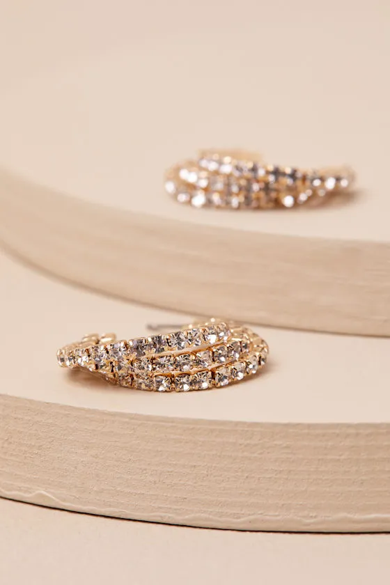 Beste Gold Rhinestone Layered Hoop Earrings sold by Lulus product image thumbnail 3