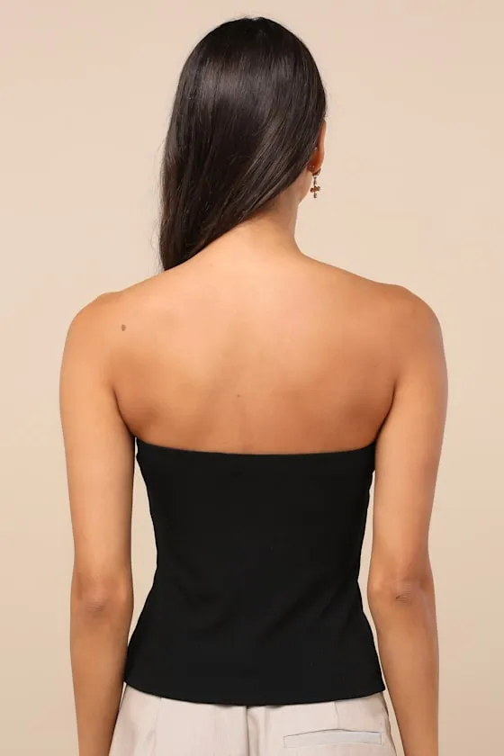 Anara Black Ribbed Cutout Strapless Top sold by Lulus product image thumbnail 2