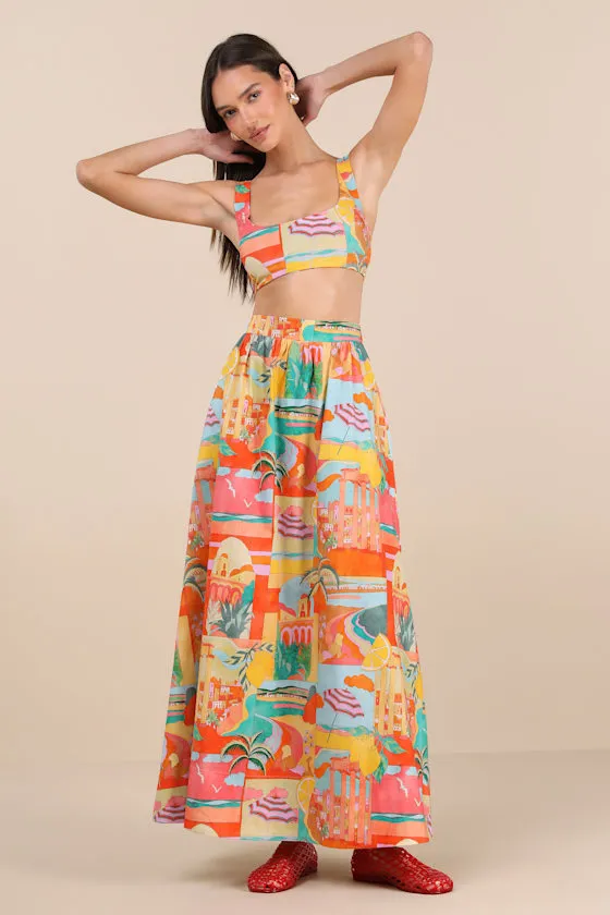 Pisa Multi Print High-Rise Maxi Skirt sold by Lulus product image thumbnail 2