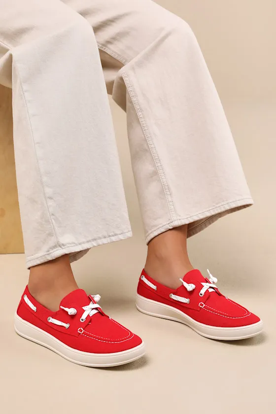 Galley Red Canvas Boat Shoes sold by Lulus