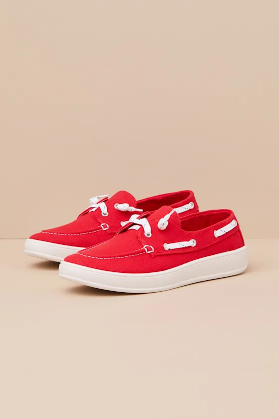 Galley Red Canvas Boat Shoes sold by Lulus product image thumbnail 2