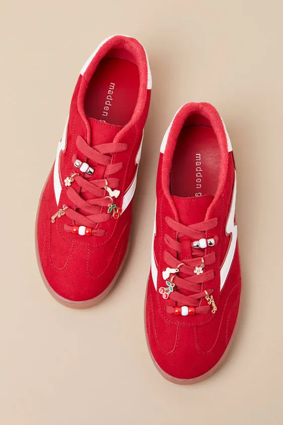 Giia Red Multi Suede Charm Lace-Up Sneakers sold by Lulus product image thumbnail 4