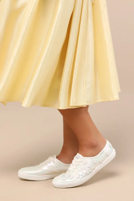Champion Iridescent Canvas Floral Lace-Up Sneakers sold by Lulus