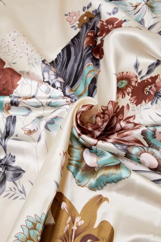 Elegant Gardens Beige Multi Floral Print Satin Scarf sold by Lulus product image thumbnail 3