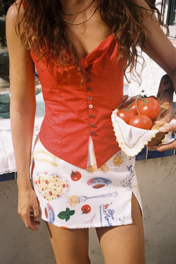 Earlene Red Tie-Front Button-Up Tank Top sold by Lulus