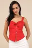 Earlene Red Tie-Front Button-Up Tank Top sold by Lulus