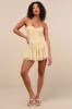Marinella Yellow Floral Ruched Strapless Romper sold by Lulus