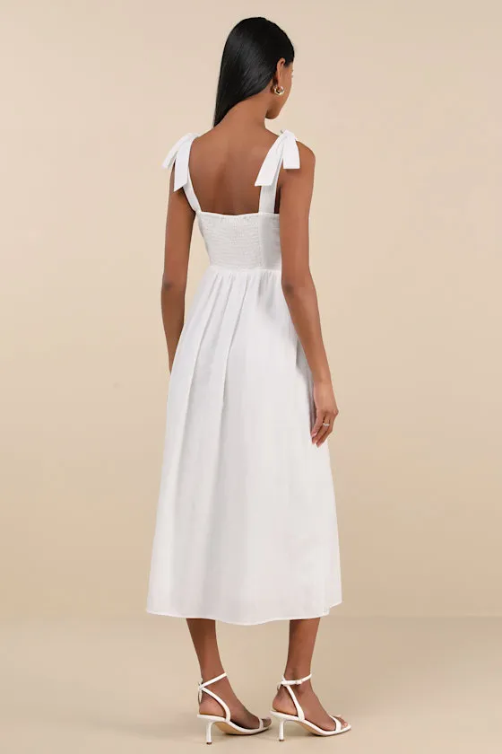 Corinthia White Embroidered Button-Front Midi Dress sold by Lulus product image thumbnail 3