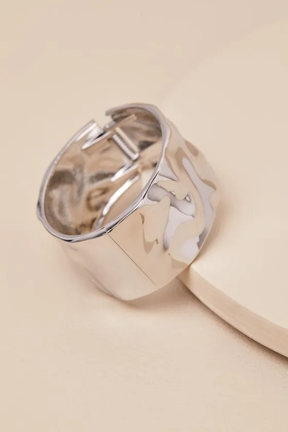 Delena Silver Hammered Cuff Bracelet sold by Lulus product image thumbnail 2