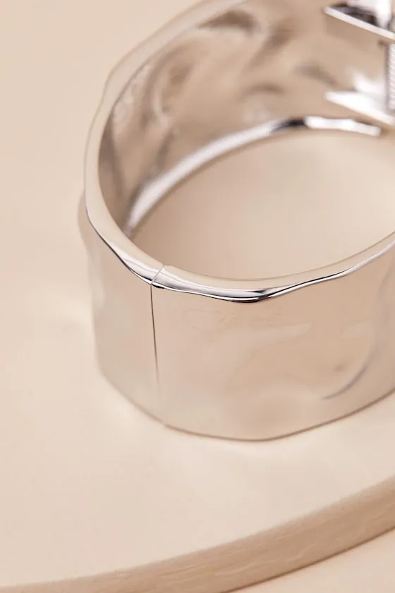 Delena Silver Hammered Cuff Bracelet sold by Lulus product image thumbnail 4