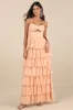 Arata Peach Cutout Tiered Maxi Dress sold by Lulus