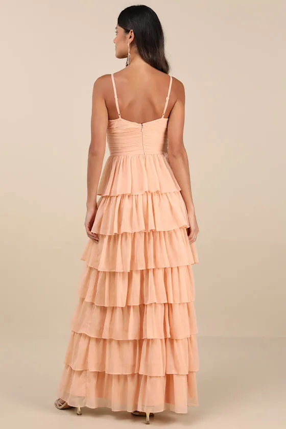 Arata Peach Cutout Tiered Maxi Dress sold by Lulus product image thumbnail 2