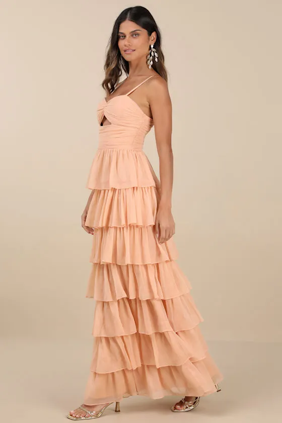 Arata Peach Cutout Tiered Maxi Dress sold by Lulus product image thumbnail 3