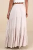 Sunset by the Sea Light Beige Embroidered Tiered Maxi Skirt sold by Lulus