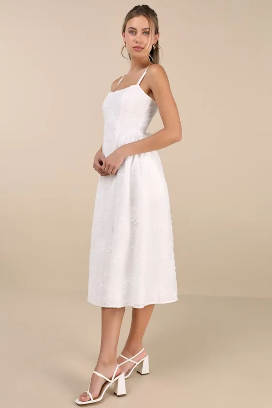 Teodora White Floral Applique Lace-Up Midi Dress sold by Lulus product image thumbnail 2