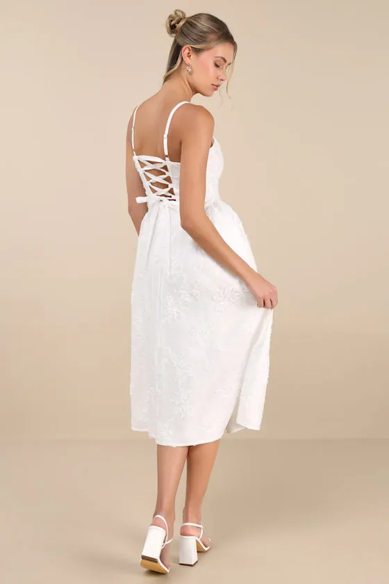 Teodora White Floral Applique Lace-Up Midi Dress sold by Lulus product image thumbnail 3
