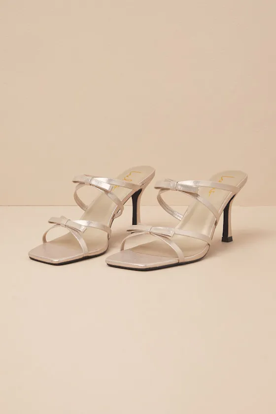 Pascaline Gold High Heel Slide Sandals sold by Lulus product image thumbnail 2