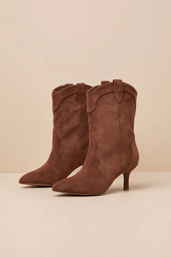 Penrose Chestnut Suede Pointed-Toe Booties sold by Lulus product image thumbnail 3