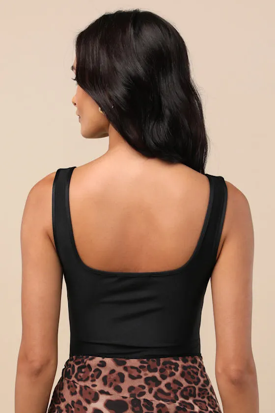 Basima Black Cutout Twist-Front Sleeveless Bodysuit sold by Lulus product image thumbnail 3