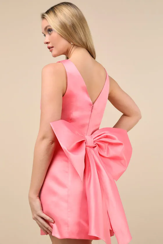Charming Celebration Pink Taffeta Bow Mini Dress sold by Lulus product image thumbnail 4