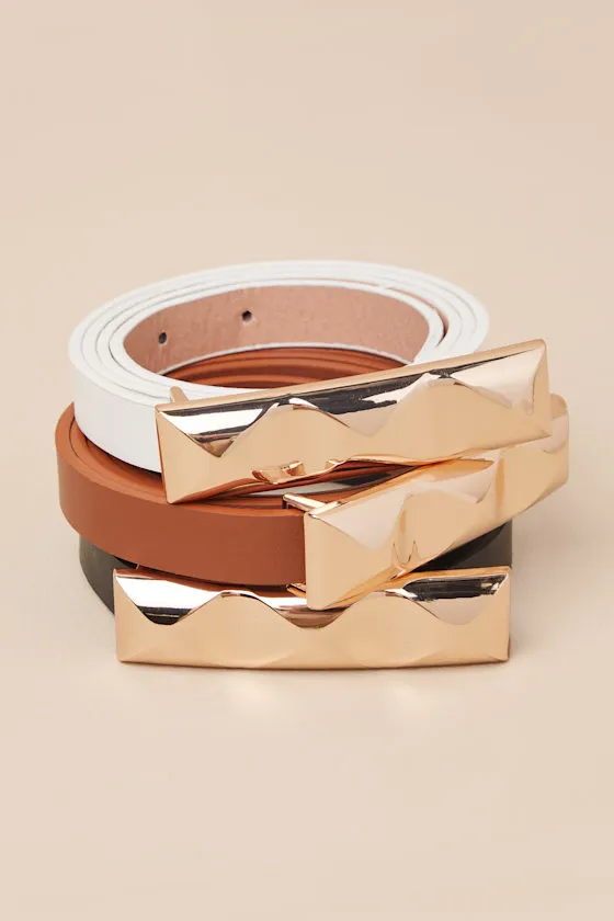 Chicest Inclusion Brown, Black, and White Three-Piece Belt Set sold by Lulus product image thumbnail 2