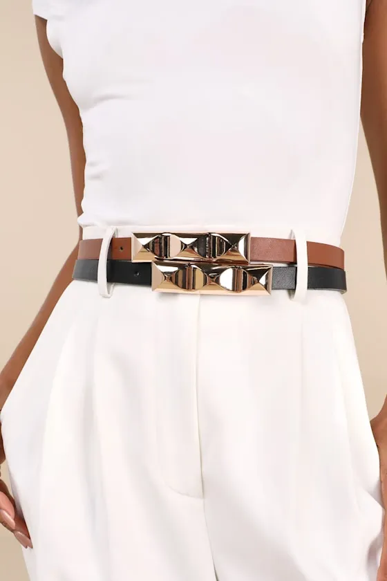 Chicest Inclusion Brown, Black, and White Three-Piece Belt Set sold by Lulus product image thumbnail 3