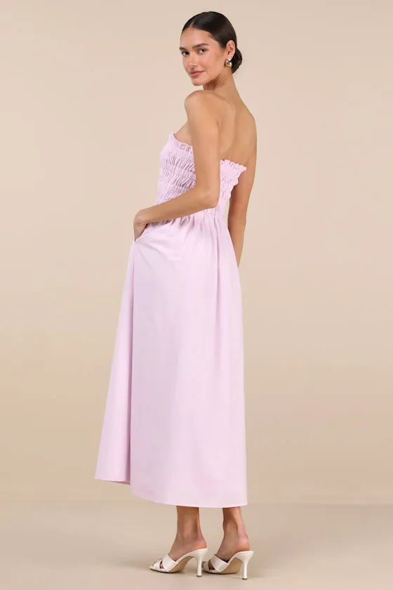 Ania Lilac Strapless Smocked Midi Dress sold by Lulus product image thumbnail 3