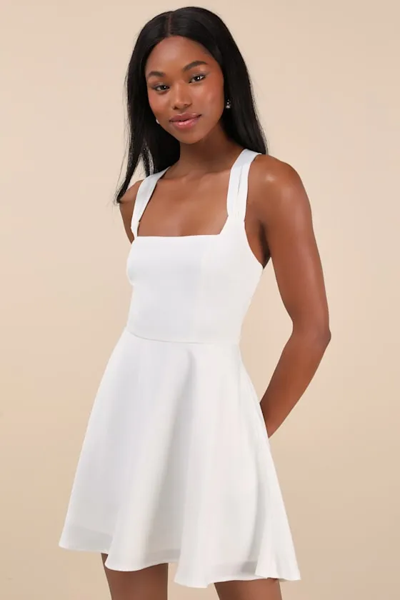 Admirably Chic White Satin Lace-Up Mini Dress With Pockets sold by Lulus product image thumbnail 2