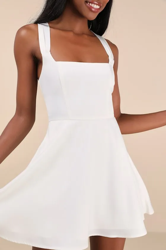 Admirably Chic White Satin Lace-Up Mini Dress With Pockets sold by Lulus product image thumbnail 4