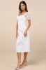 Odetta White Burnout Puff Sleeve Lace-Up Midi Dress sold by Lulus